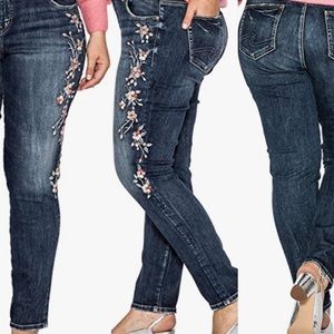 Silver Jeans Women's Skinny Jeans with Floral Embroidery Women’s size 16